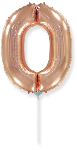 14" Airfill Only Flexmetal Foil Balloon Number "0" Color Rose Gold