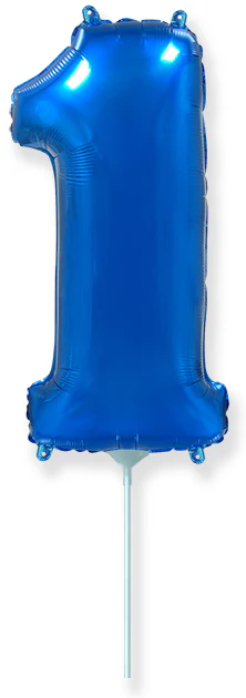14" Airfill Only Flexmetal Foil Balloon Number "1" Color Blue