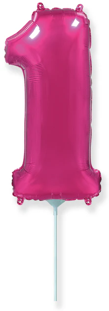 14" Airfill Only Flexmetal Foil Balloon Number "1" Color Fuchsia