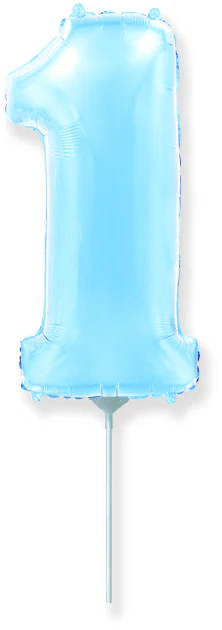 14" Airfill Only Flexmetal Foil Balloon Number "1" Color Pastel Baby Blue