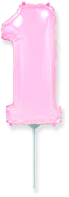 14" Airfill Only Flexmetal Foil Balloon Number "1" Color Pastel Pink
