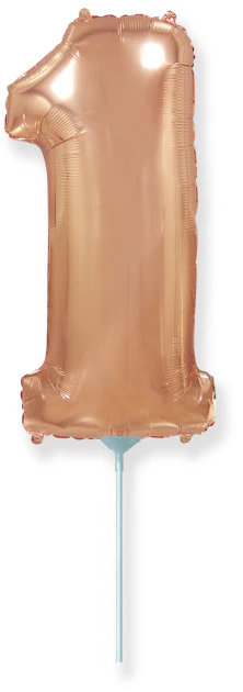14" Airfill Only Flexmetal Foil Balloon Number "1" Color Rose Gold