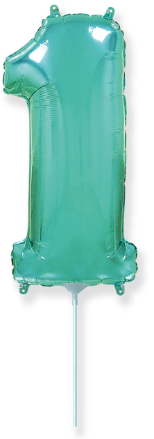 14" Airfill Only Flexmetal Foil Balloon Number "1" Color Turquoise