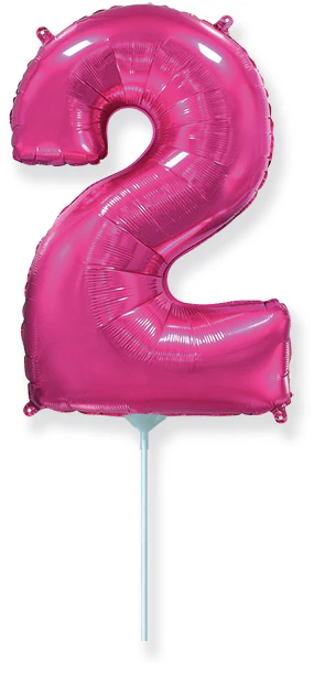 14" Airfill Only Flexmetal Foil Balloon Number "2" Color Fuchsia