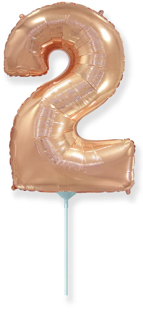 14" Airfill Only Flexmetal Foil Balloon Number "2" Color Rose Gold