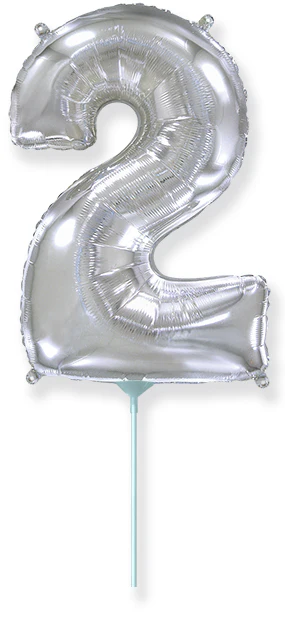 14" Airfill Only Flexmetal Foil Balloon Number "2" Color Silver