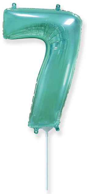 14" Airfill Only Flexmetal Foil Balloon Number "7" Color Turquoise