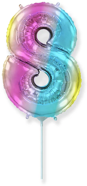 14" Airfill Only Flexmetal Foil Balloon Number "8" Color Gradient