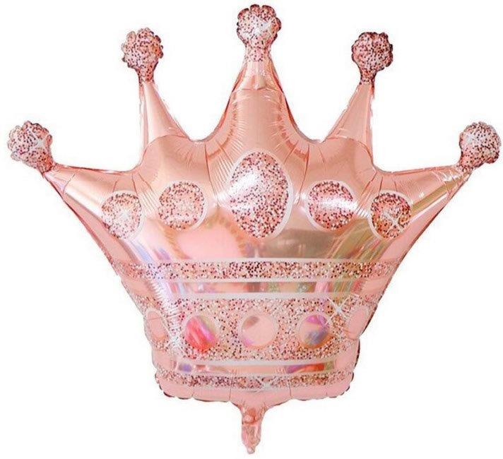 14" Airfill Only (Sticks Sold Separately) Rose Gold Airfilled Crown Shape Foil Balloon - Image 2