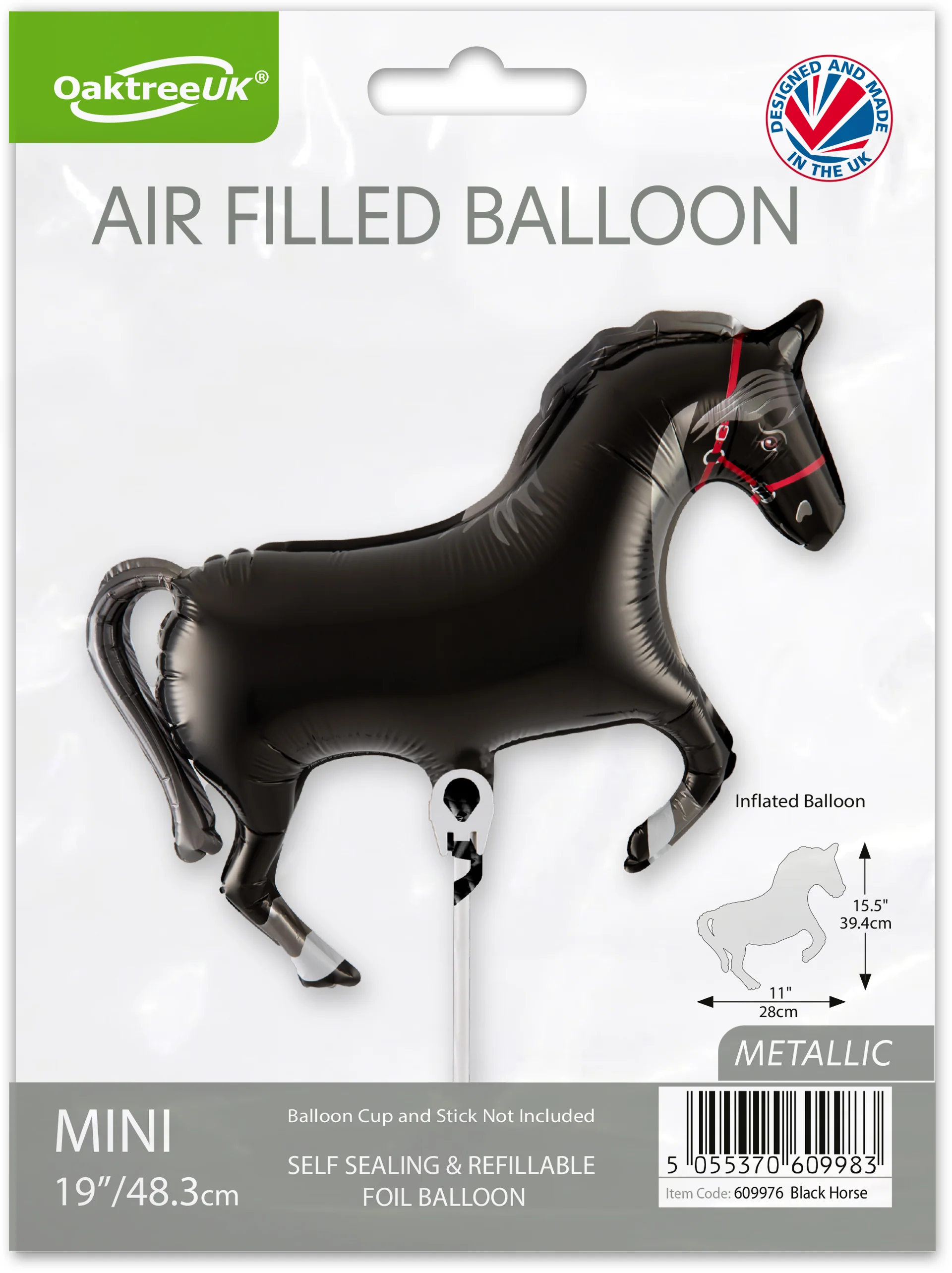 15.5" Airfill Only Oaktree Brand Horse Black (For Air) Packaged - Image 2