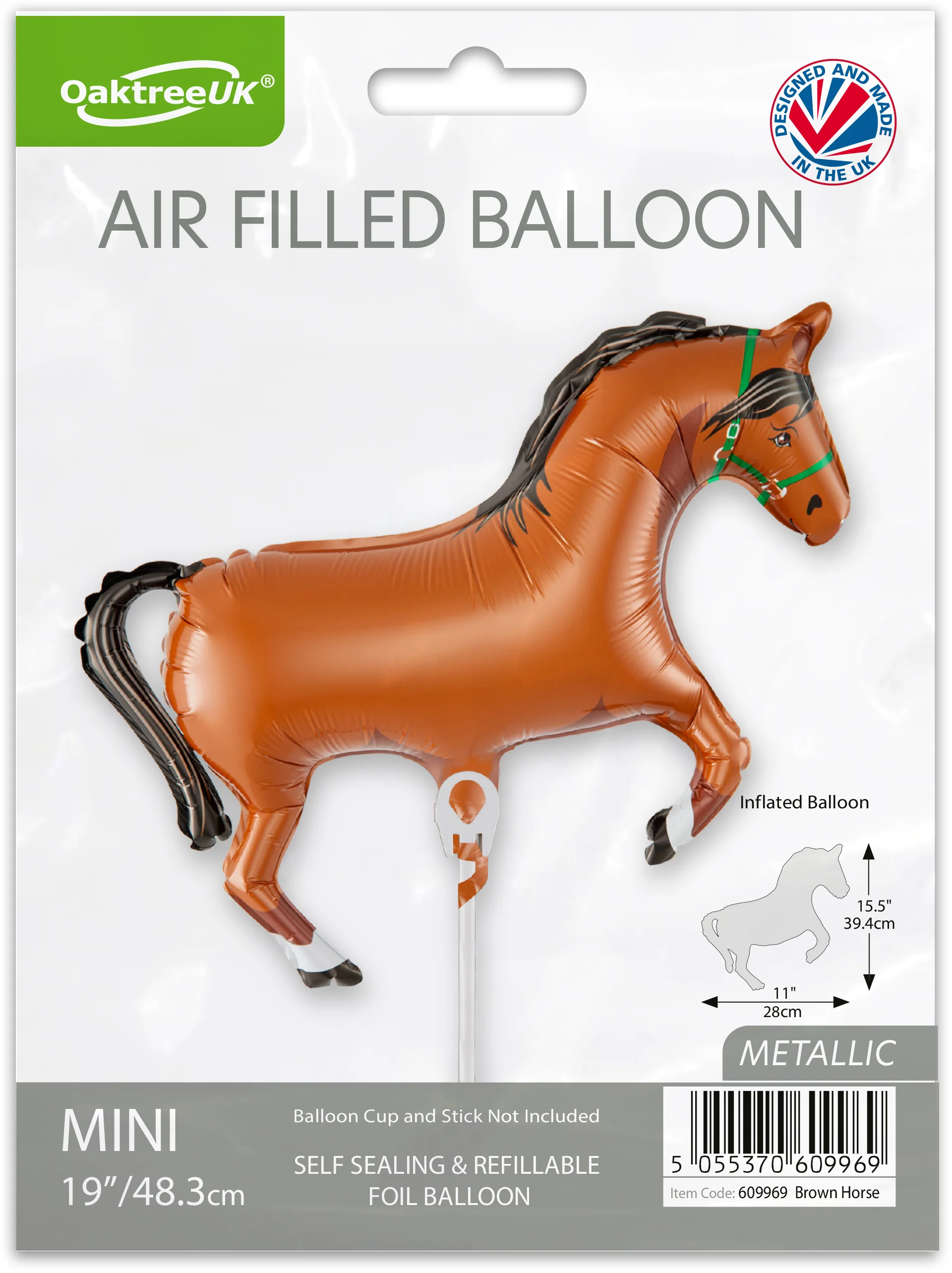 15" Airfill Only (Sticks Sold Separately) Oaktree Brand Mini Shape Brown Horse Packaged - Image 2