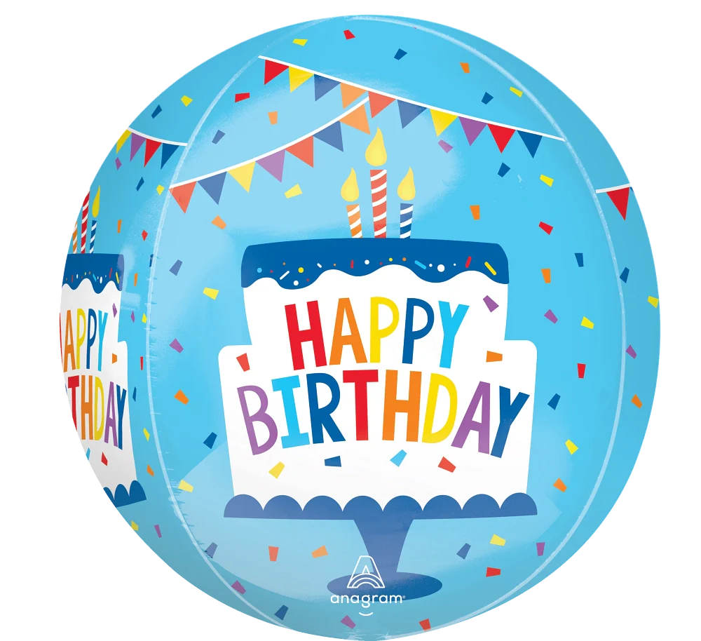 15" Orbz Happy Birthday Tiered Cake Foil Balloon
