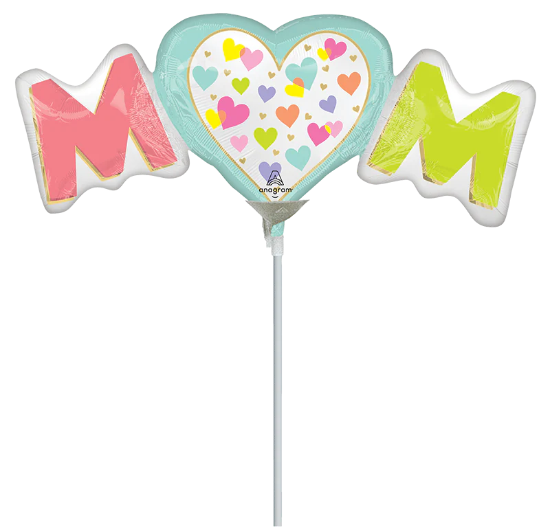 15" Airfill Only (Sticks Sold Separately) Mini Shape Satin Playful Brights Mom Foil Balloon