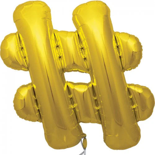 16" Airfill Only Hashtag - Gold Foil Balloon