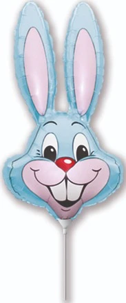 16" Airfill Only (Sticks Sold Separately) Pastel Blue Bunny Rabbit Head Foil Balloon