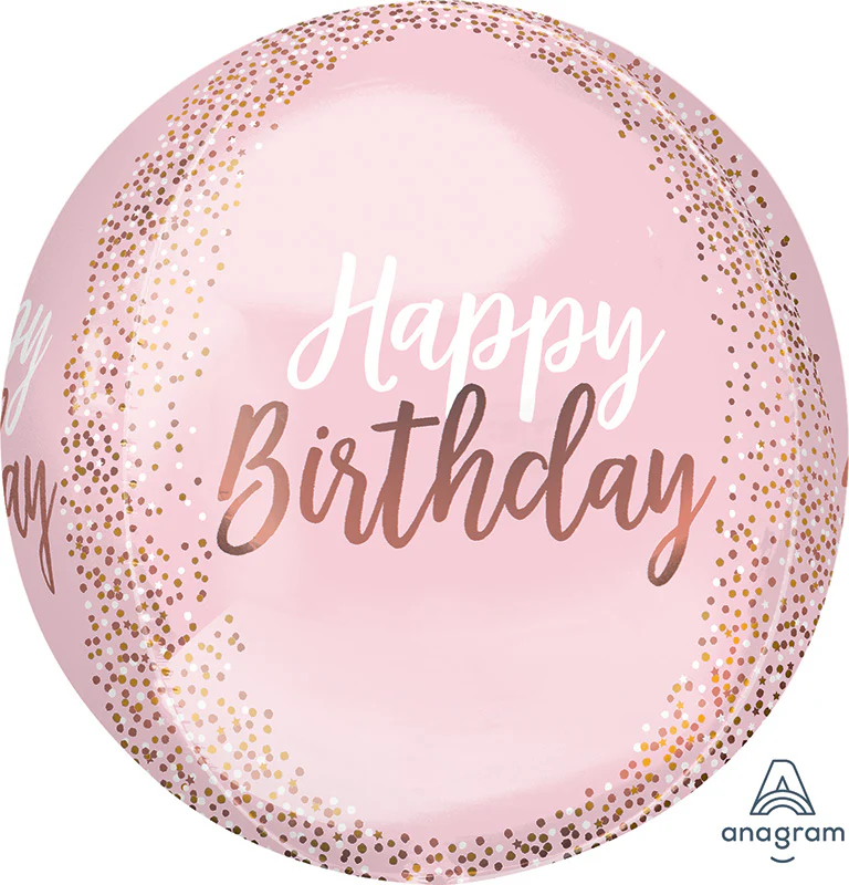 16" Blush Birthday Orbz Foil Balloon