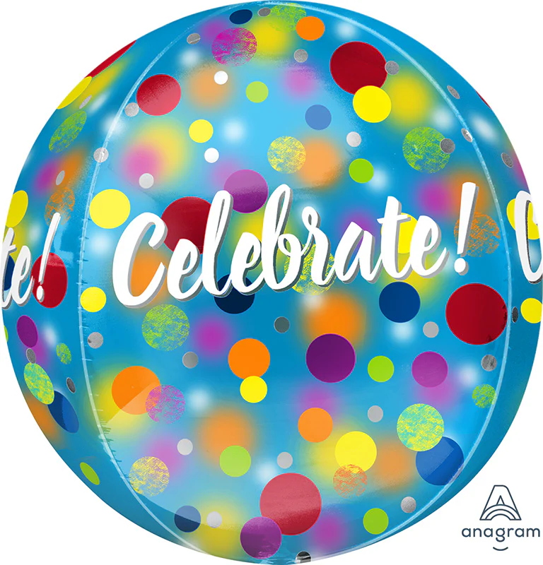 16" Celebrate Party Dots Orbz Foil Balloon