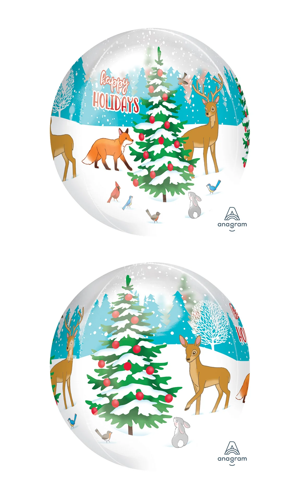 16" Orbz Clear Woodland Holidays Foil Balloon