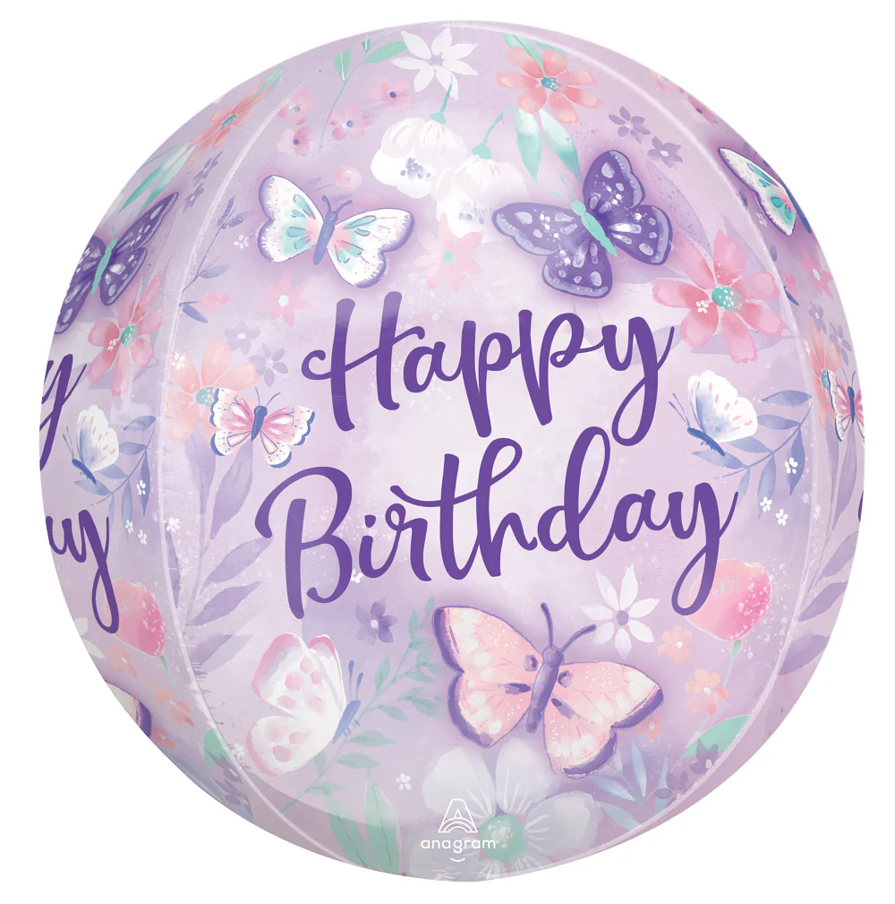 16" Orbz Flutters Happy Birthday Foil Balloon