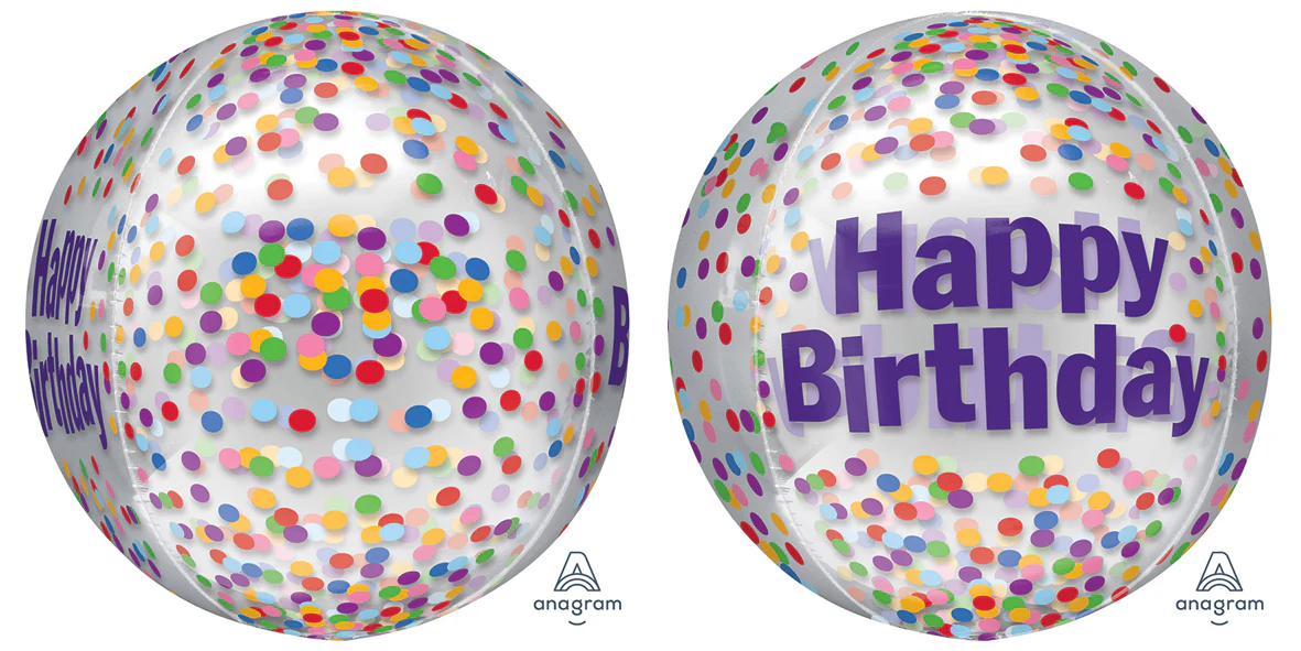 16" Orbz Happy Birthday Funfetti Foil Balloon