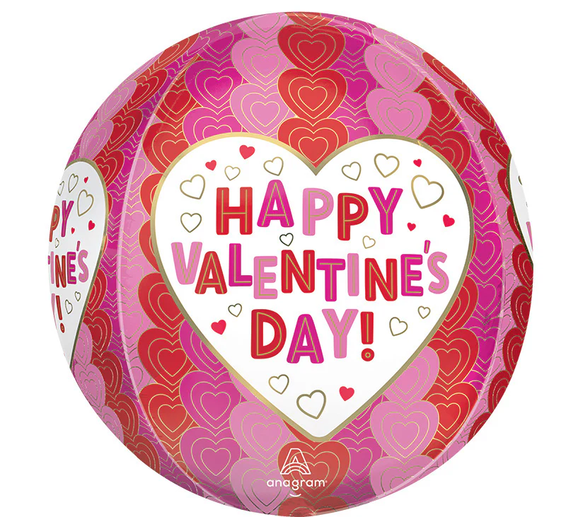 16" Orbz Happy Valentine's Day Wrapped in Hearts Foil Balloon
