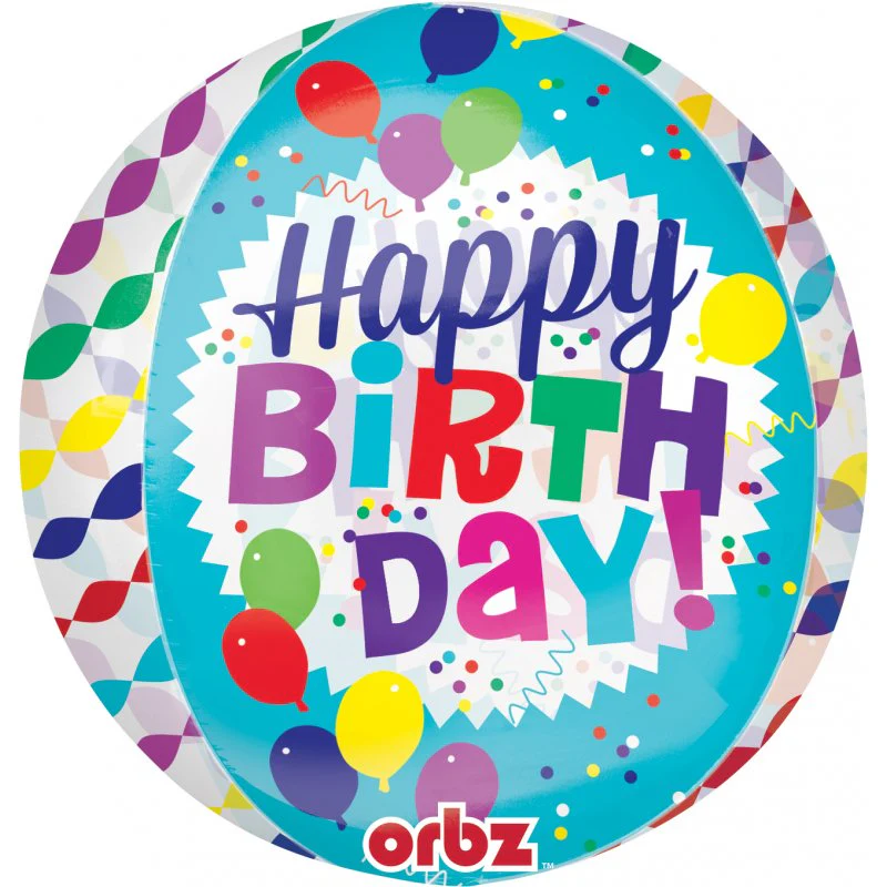 16" Orbz Jumbo Happy Birthday Streamer Burst Foil Balloon