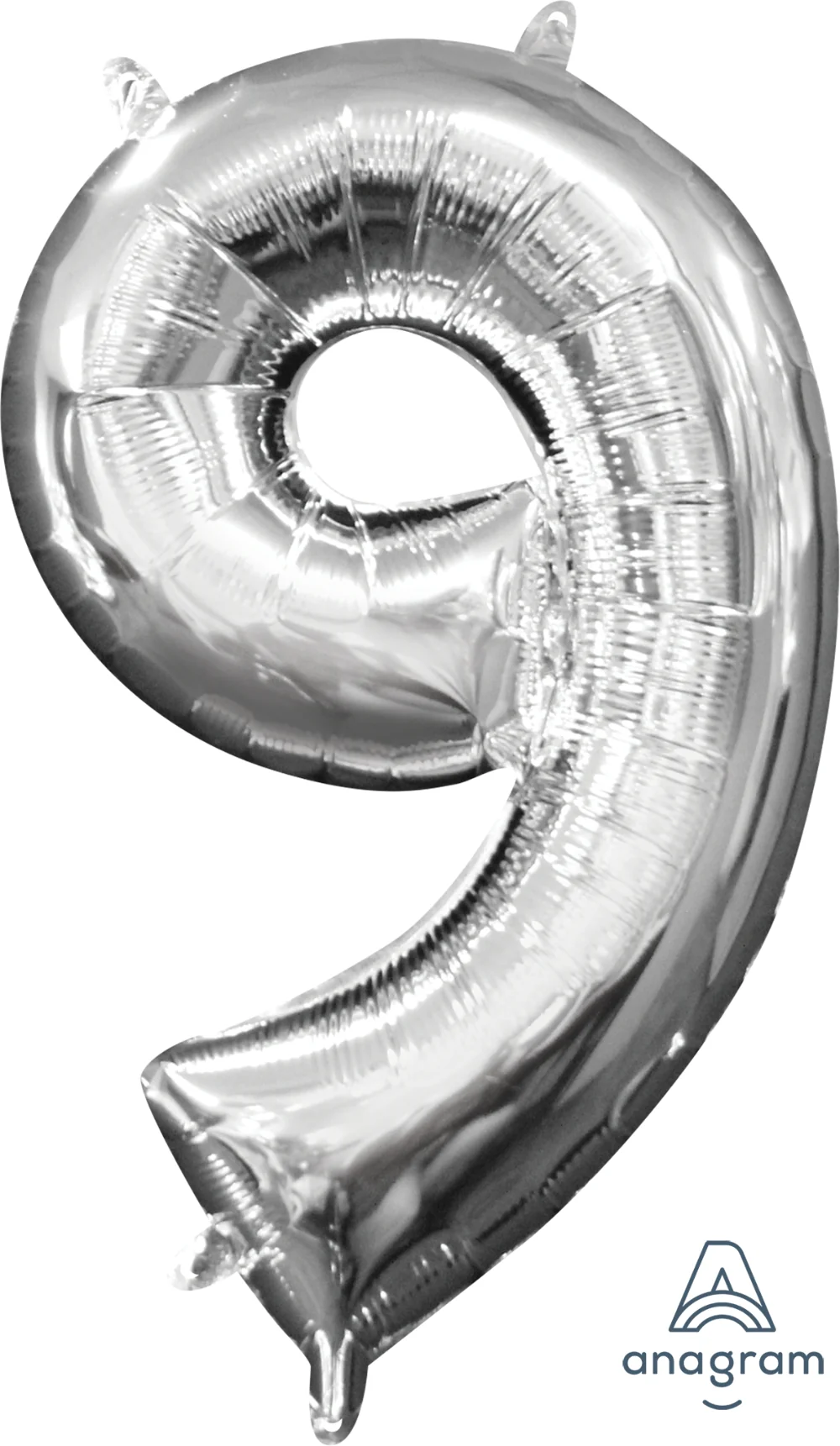 16" Airfill Only Anagram Brand Number "9" Silver Foil Balloon