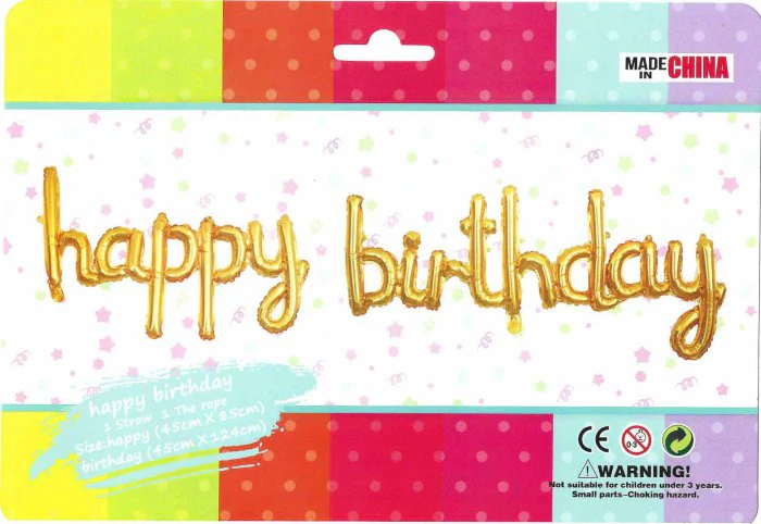 16" Airfill Only Happy Birthday Joint Gold Kit Foil Balloons