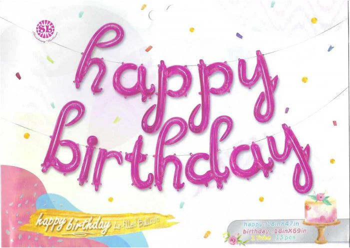 16" Airfill Only Happy Birthday Joint Pink Kit Foil Balloons