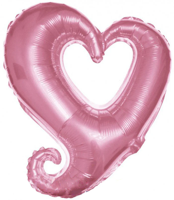 16" Airfill Only (Sticks Sold Separately) Metallic Pink Open Heart Mylargram Foil Balloon