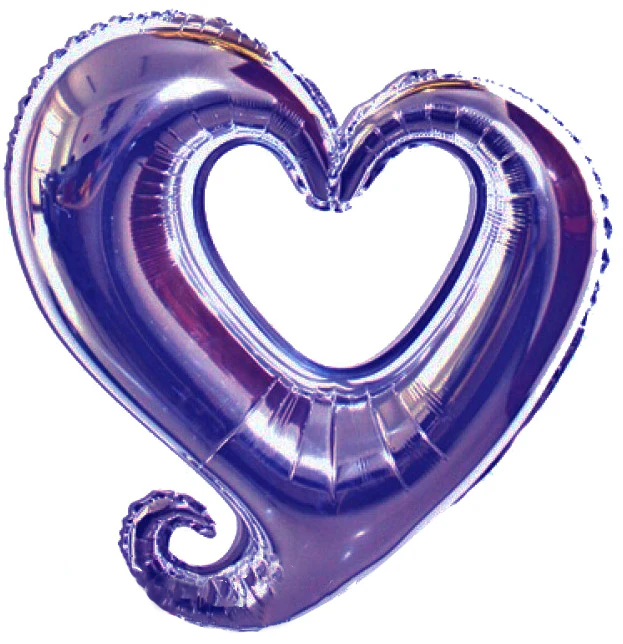 16" Airfill Only (Sticks Sold Separately) Metallic Purple Open Heart Mylargram Foil Balloon
