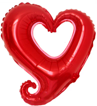 16" Airfill Only (Sticks Sold Separately) Metallic Red Open Heart Mylargram Foil Balloon