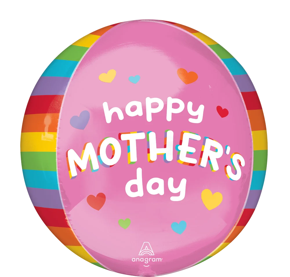 16" Happy Mother's Day Brilliant Rainbow Orbz Foil Balloon