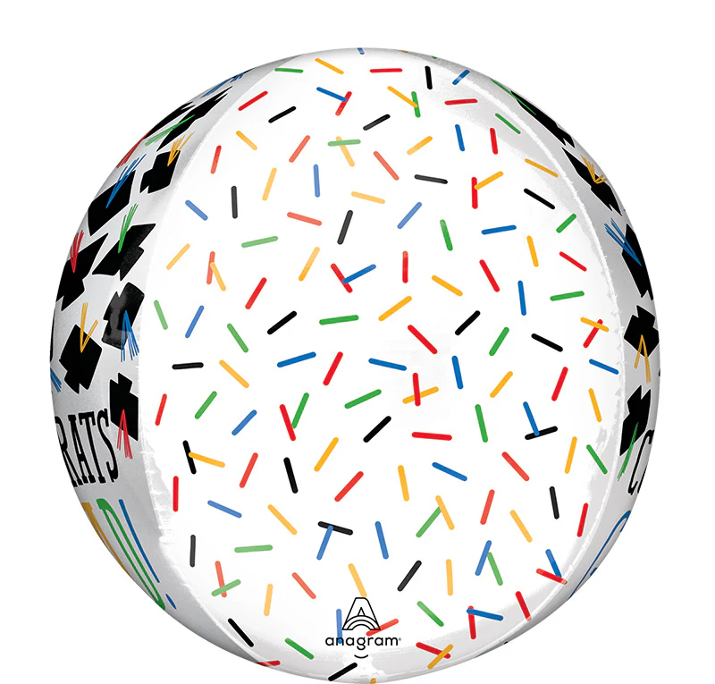 16" Hats Off Congrats Grad Orbz Foil Balloon - Image 2