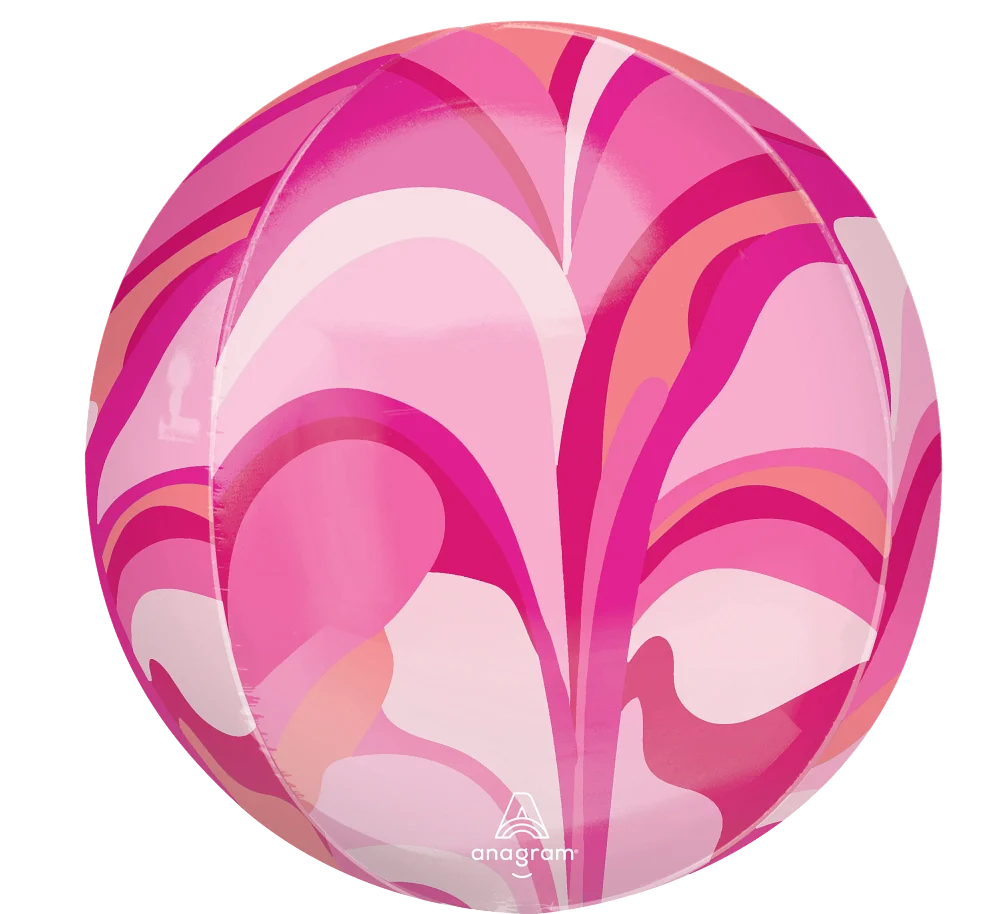 16" Jumbo Orbz Pink Macro Marble Foil Balloon