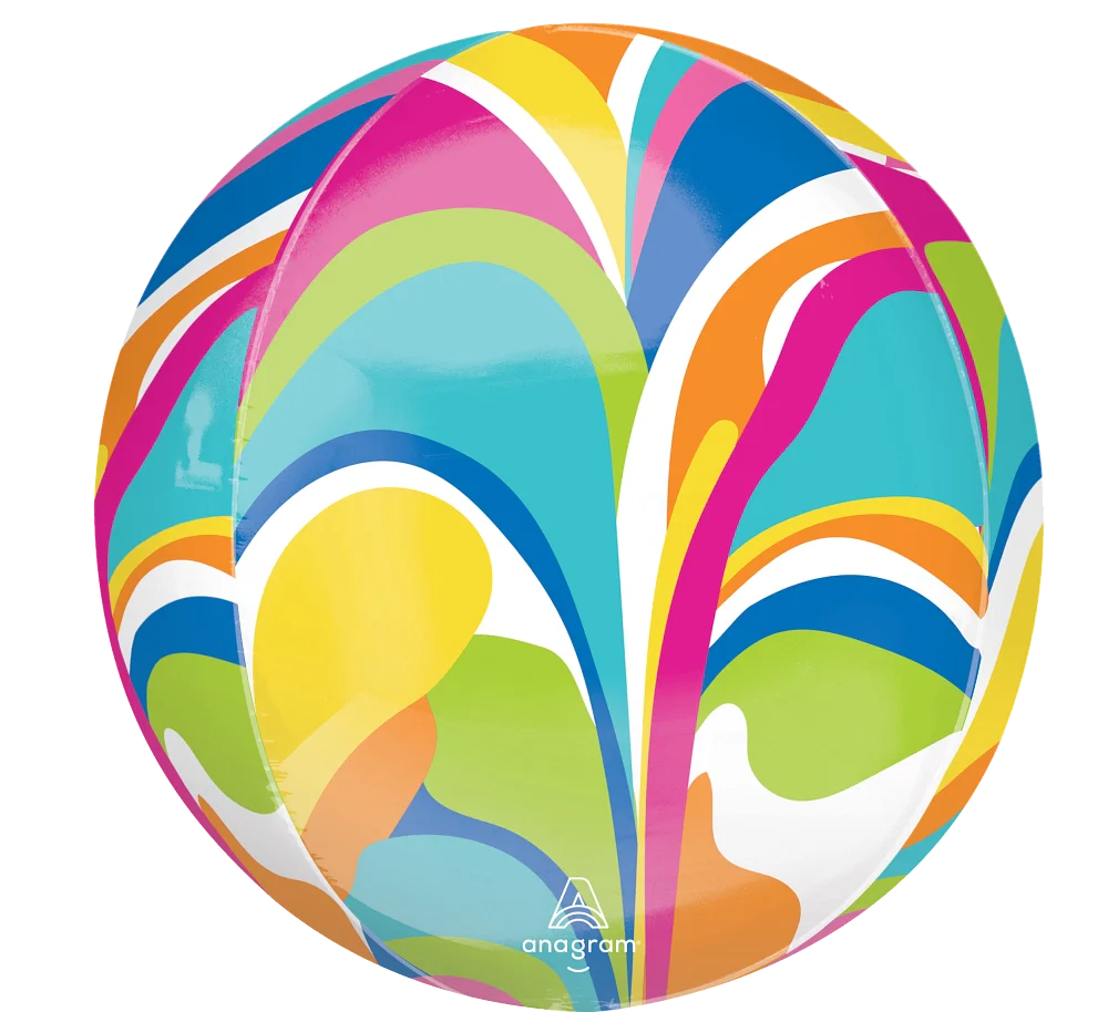 16" Jumbo Orbz Vibrant Macro Marble Foil Balloon