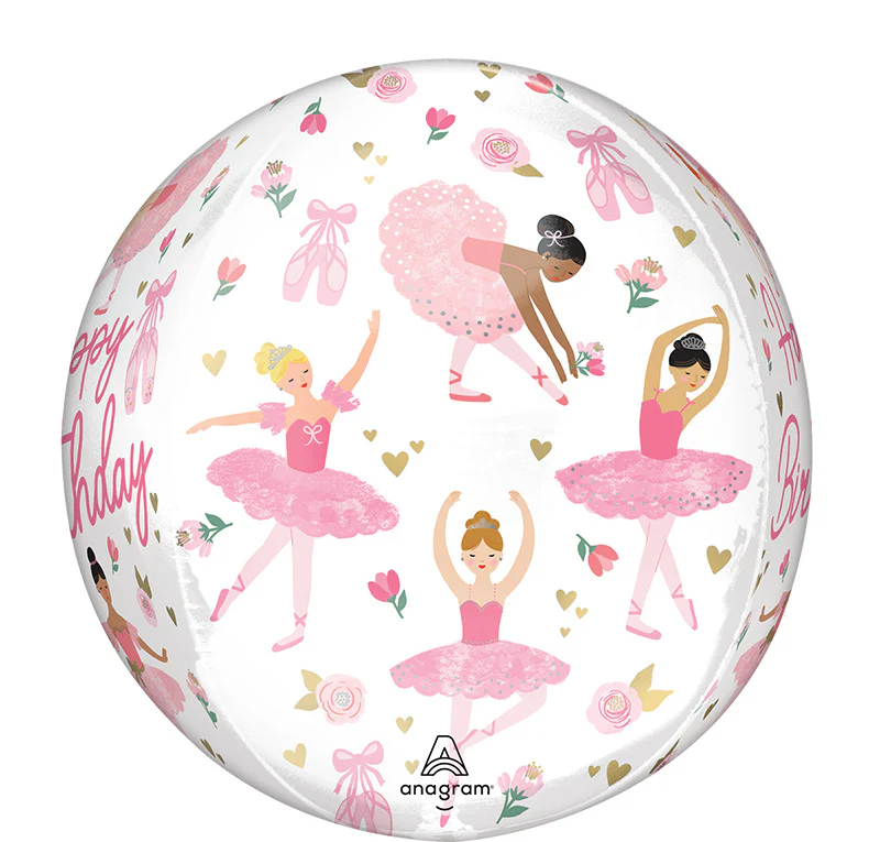 16" Orbz Ballerina Girl Birthday Foil Balloon - Image 2