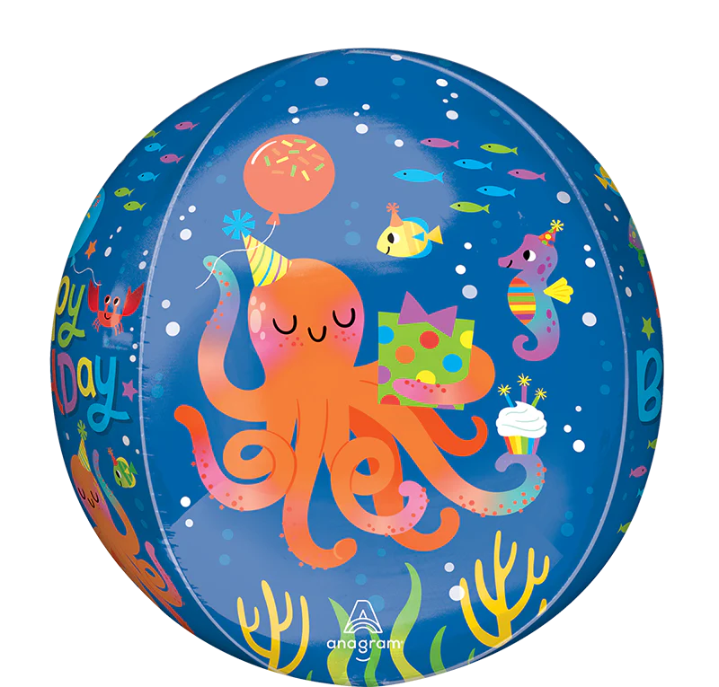 16" Orbz Cute Octopus Birthday Foil Balloon - Image 3