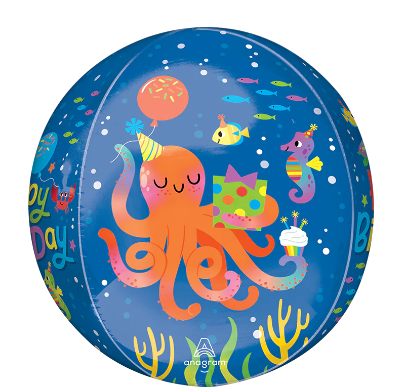 16" Orbz Cute Octopus Birthday Foil Balloon - Image 4