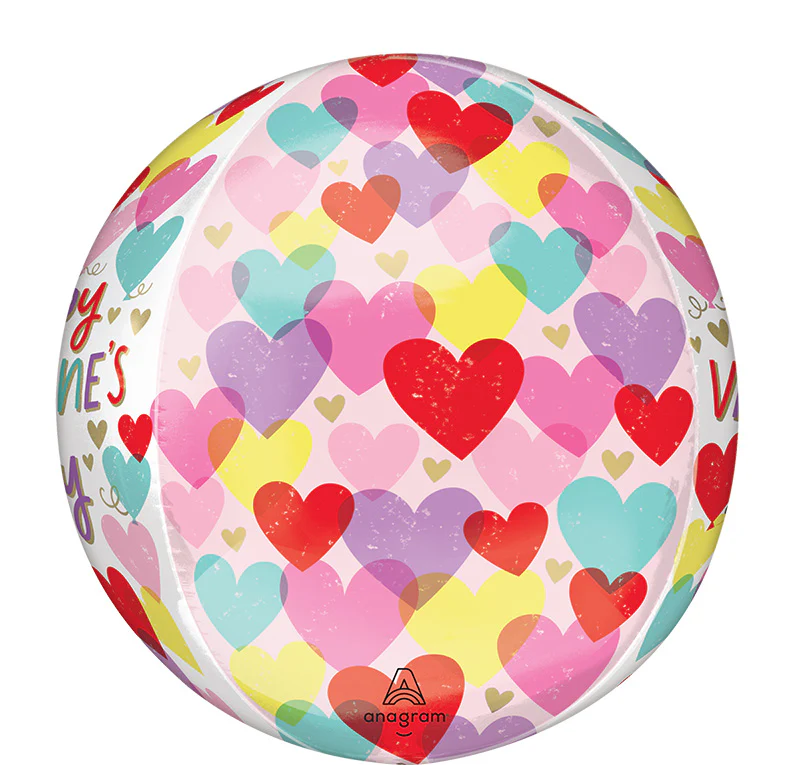 16" Orbz Happy Valentine's Day Hearts on Hearts Foil Balloon - Image 2
