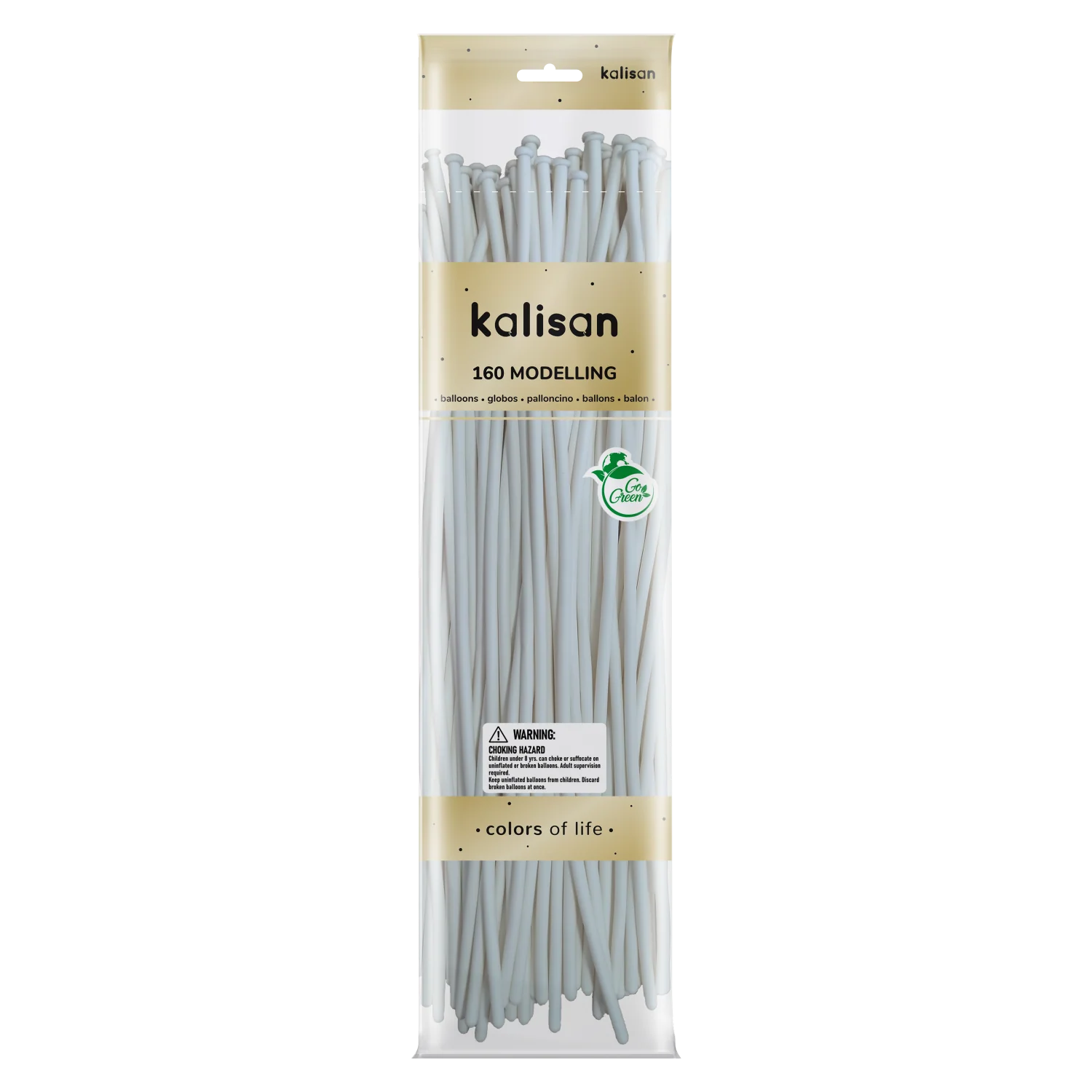 160K Nozzle Up Kalisan Twisting Latex Balloons Standard White (50 Per Bag)