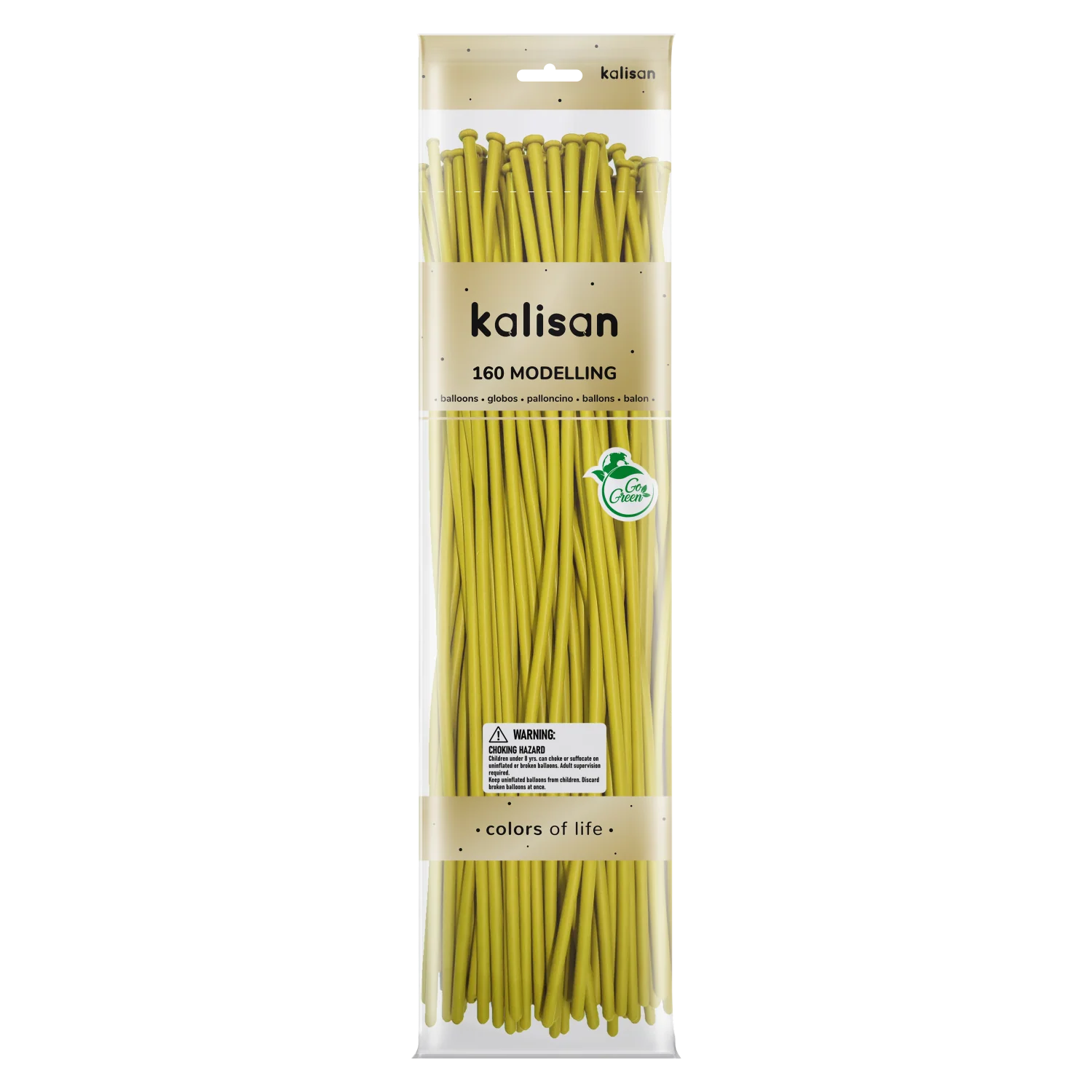 160K Nozzle Up Kalisan Twisting Latex Balloons Standard Yellow (50 Per Bag)