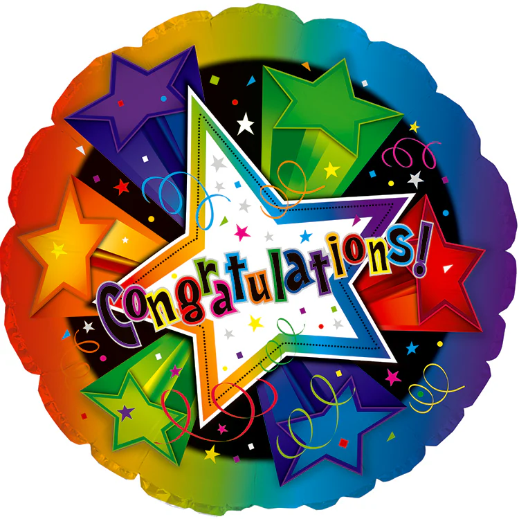17" Congratulations 3-D Stars N Balloon