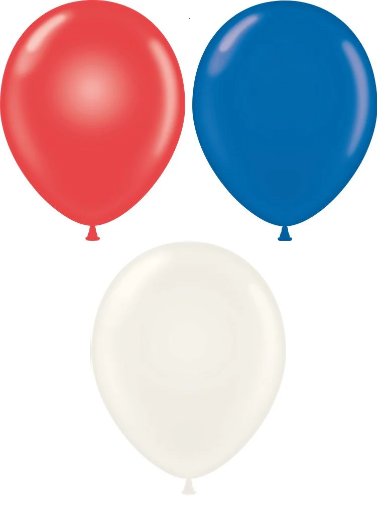 17" Crystal/Jewel Red, White & Blue Tuftex Latex Balloons (50 Per Bag)