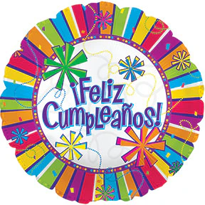 17" Feliz Cumpleanos Burst Of Colors Balloon Packaged (Spanish)