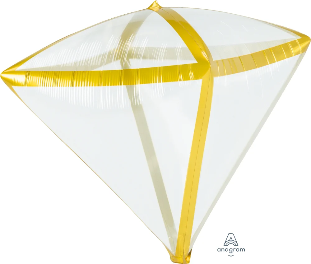 17" X 15" Gold Trim Diamondz Foil Balloon