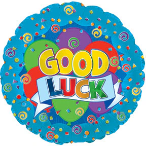 17" Good Luck Blue Many Balloons Packaged