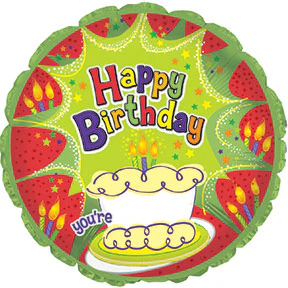 17" Happy Birthday Number on Cake Packaged Balloon