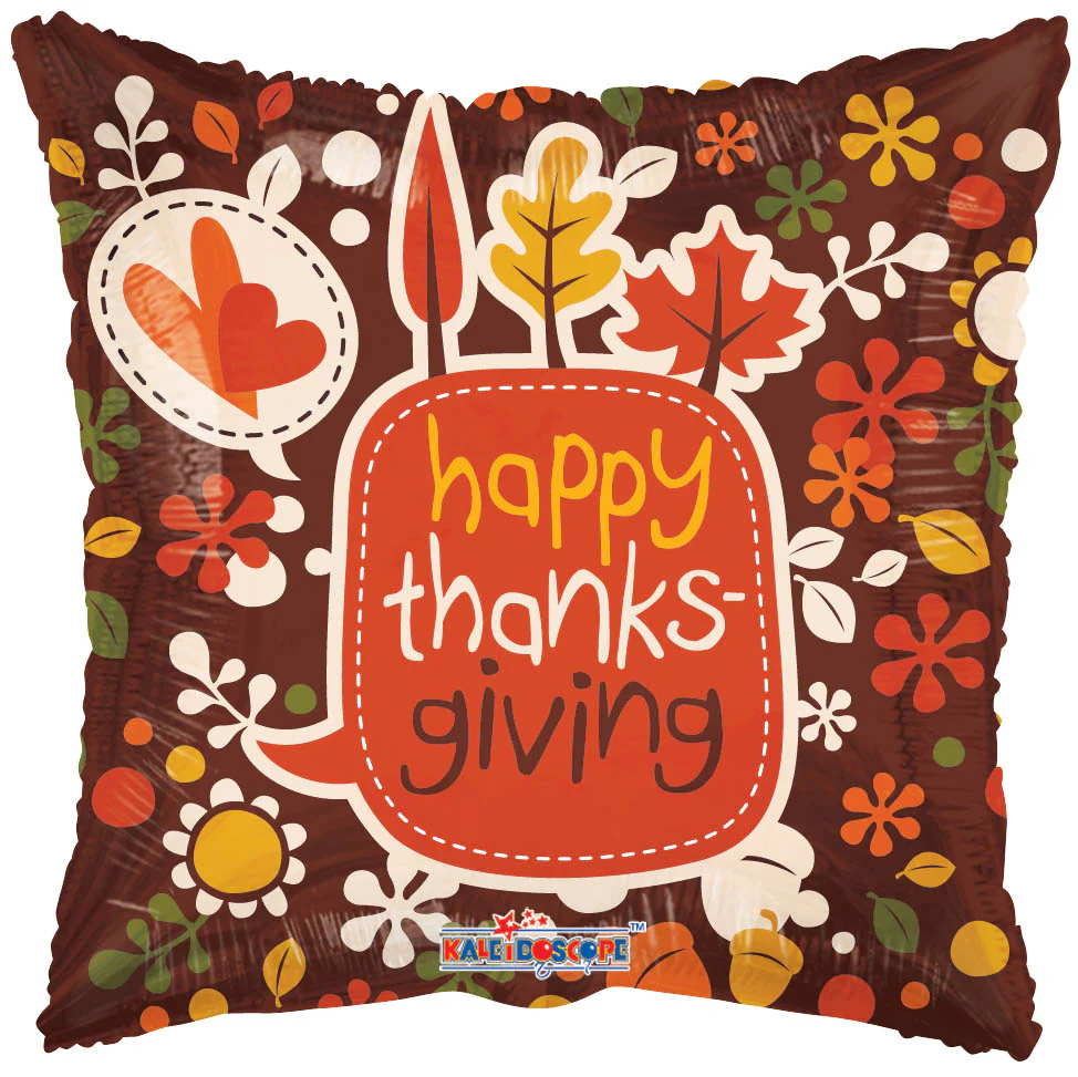 17" Happy Thanksgiving Leaves Balloon