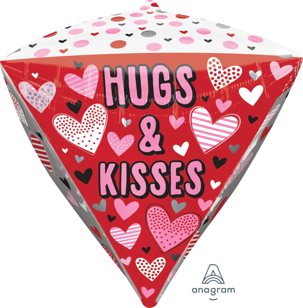17" Hugs, Kisses, & Hearts Diamondz Foil Balloon